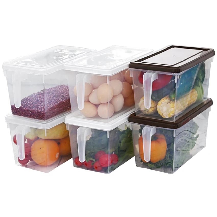1 шт. прямоугольные большие контейнеры для хранения продуктов с ручкой, покрытые пластиковой коробкой для хранения-отлично подходит для муки, сахара, фруктов, печенья