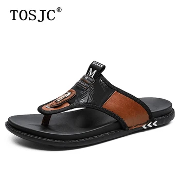 

TOSJC New Men Slippers Summer Casual Beach Shoes for Man Luxury Outdoor Sandals Breathable High Qualty Mens Non-Slip Flip Flops