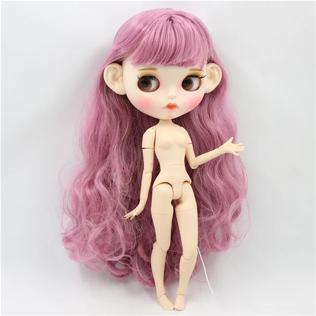 Ледяная фабрика blyth кукла 1/6 bjd белая кожа сустава тела розовые волосы, новое матовое лицо резные губы, с бровями с ушами BL1063 - Цвет: doll with ears