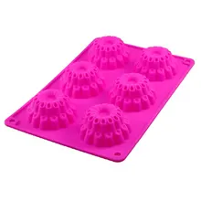 Special Price DIY baking cake dessert silica gel mould 6 continuous peacock microwave oven special mould Handmade Soap Making Silicone mould