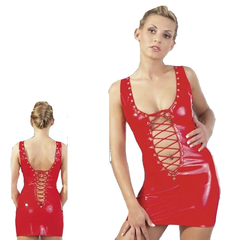 Red pvc mini dress Clearance