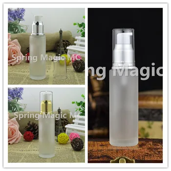 

50PCS 50ML empty Frosted glass bottles lotion bottles, cosmetic liquid refillable spray bottle DIY glass lotion pump bottle