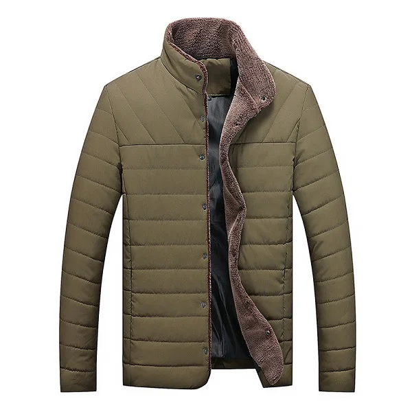 Brown Green Парка Homme, зимняя повседневная однотонная меховая парка, Мужская Толстая куртка из хлопкового пуха, Мужская Теплая стеганая куртка из искусственной кожи, M-5XL - Цвет: Brown Green
