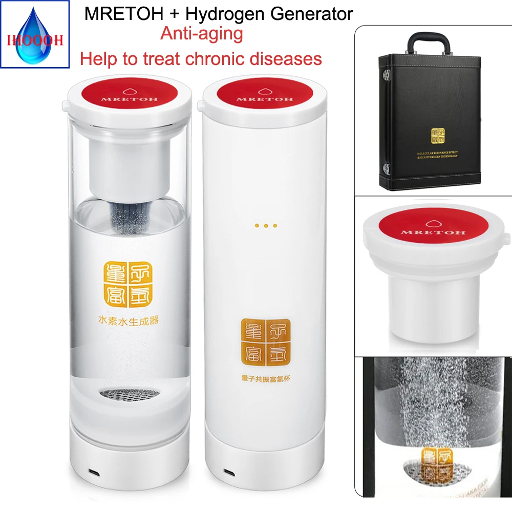 

MRETOH Molecular Resonance 7.8Hz and Hydrogen generator Pure H2 Rich Hydrogen Water 500ML Electrolytic water bottle