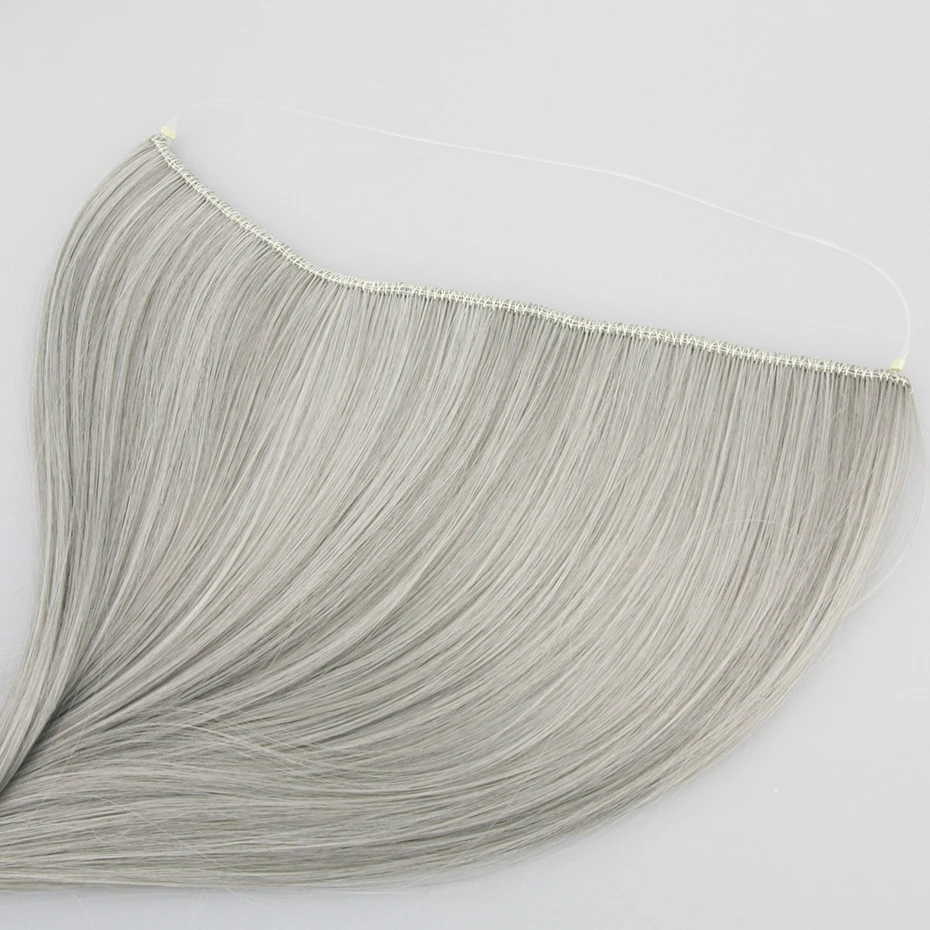 Шелковистые прямые синтетические волосы для наращивания высокотемпературные волокна для женщин 2" Halo невидимые волосы штук рыболовная леска Длинные