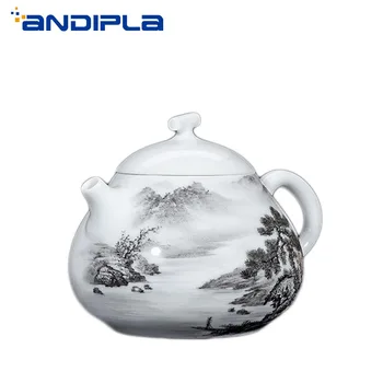 

195ml Jingdezhen Hand Painted Landscape Teapot Teaware Blue and White Porcelain Tea Pot Ceramic Tea Kettle Kung Fu Tea Set Gifts
