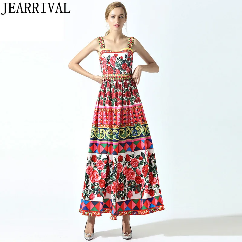 Runway Floral Print Maxi Dress 2017 New Autumn Fashion European Women Spaghetti Strap Vintage Beading Long Party Dresses Vestido long-floral-maxi : image Runway Floral Print Maxi Dress 2017 New Autumn Fashion European Women Spaghetti Strap Vintage Beading Long Party Dresses Vestido long-floral-maxi
