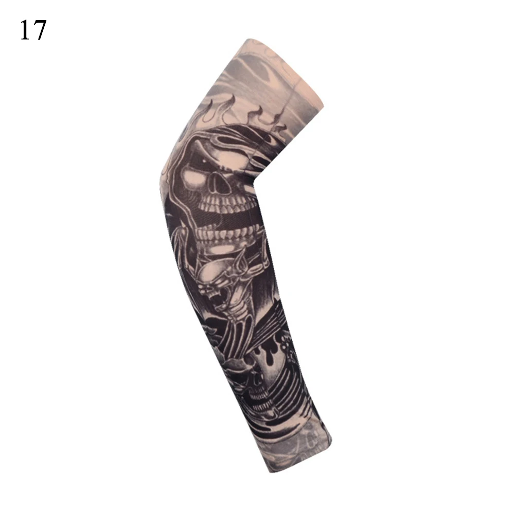 1PC Outdoor Arm Warmer Cycling Sleeves 3D Tattoo Printed Cartoon Arm Warmer UV Protection Sleeves Punk Skull Hip Hop Street - Цвет: 17