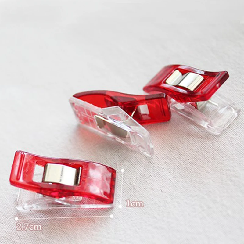 JX-LCLYL 50pcs Red&White Wonder Plastic Sewing Knitting Clips Clamps DIY Craft Crochet