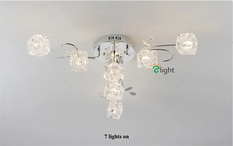 Современная хромированная светодио дный металлическая Светодиодная потолочная люстра светящаяся Хрустальная столовая светодио дный