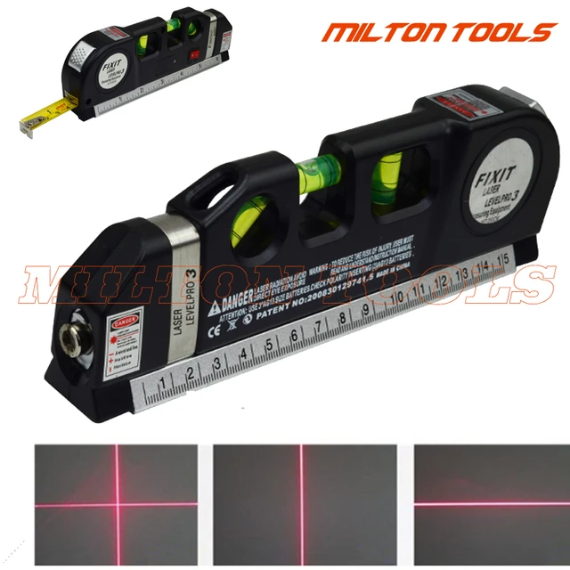 Fixit Niveau Laser Professionnel à Bulle Ruban 2.5 Métres Laser LeveLPro3  Rouge Croisé