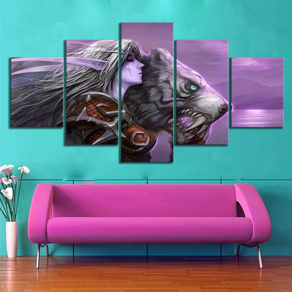 Home Decoration Hd Prints Picture Framed 5 Pieces Dota 2 Poster Modern Game Painting Wall Artwork M