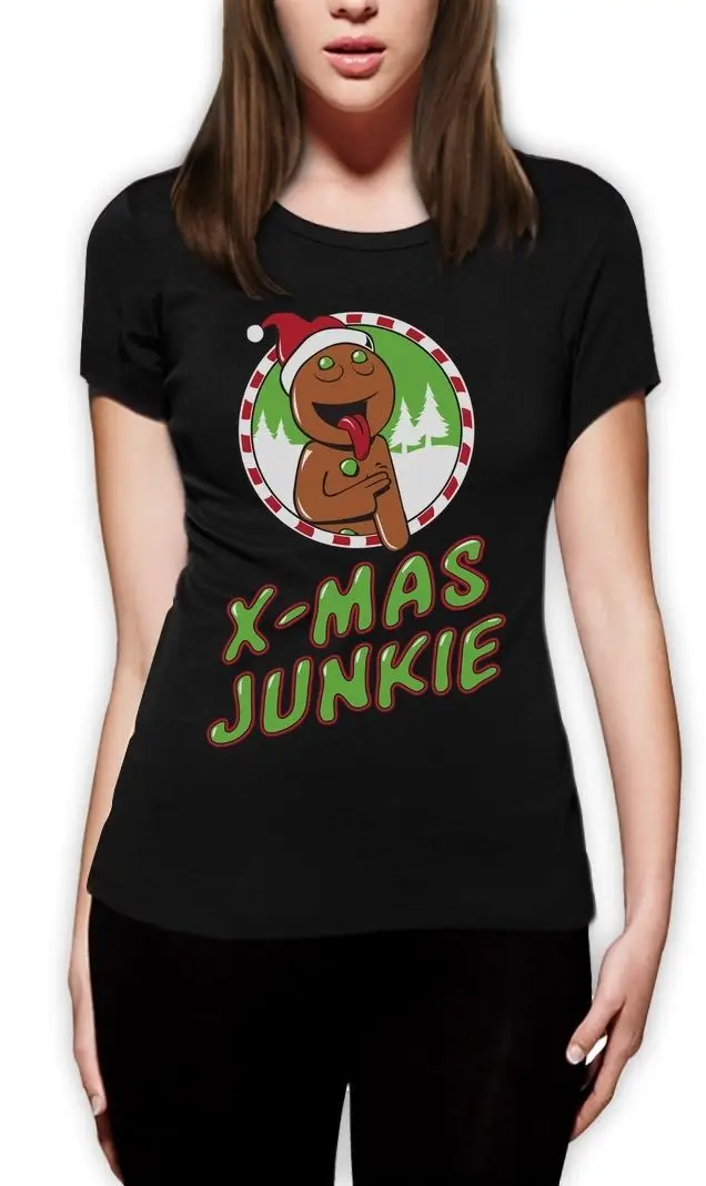 Xmas Junkie Funny Christmas Shopping Frenzy Holiday Women T Shirt