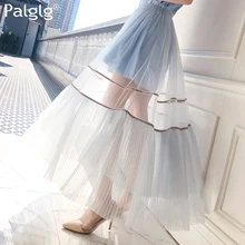 Новинка года; модная женская длинная юбка с завышенной талией; плиссированная летняя детская юбка