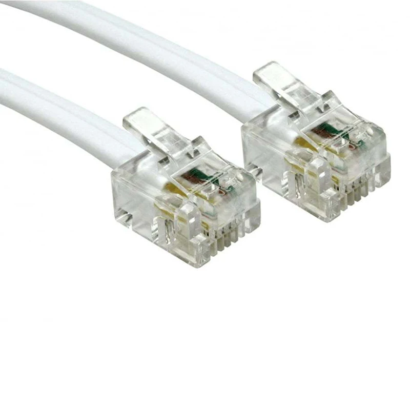 

6p4c 5m Long RJ11 To RJ11 WHITE Cable Lead 4 Pin ADSL DSL Router Modem for Phone
