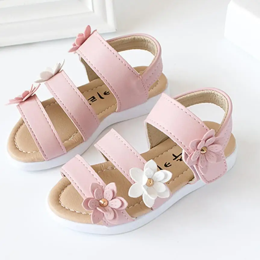 CHAMSGEND HOT Summer Kids Children spring Sandals Fashion Big Flower Girls Flat Pricness Shoes june 5 P30