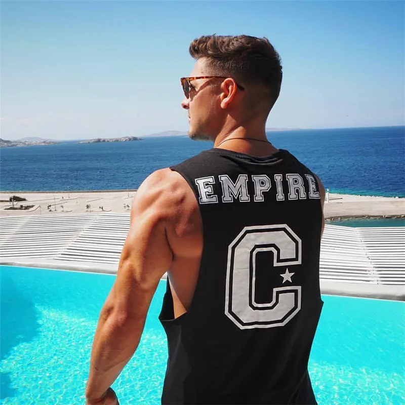 Tank Tops men Summer Print Cotton shirt-7