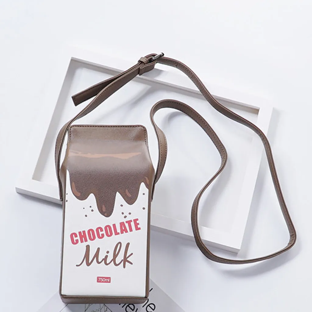 Креативные Мультяшные сумки с мультипликационным принтом «молоко», объемная забавная шоколадная клубника, сумка через плечо с панелями, сумка через плечо, подарок для девочки