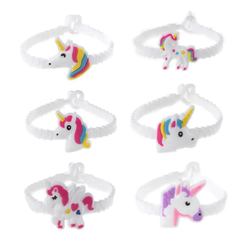 

6 Pcs Unique Silicone Unicorn Bracelet Kids Children Gifts Cute