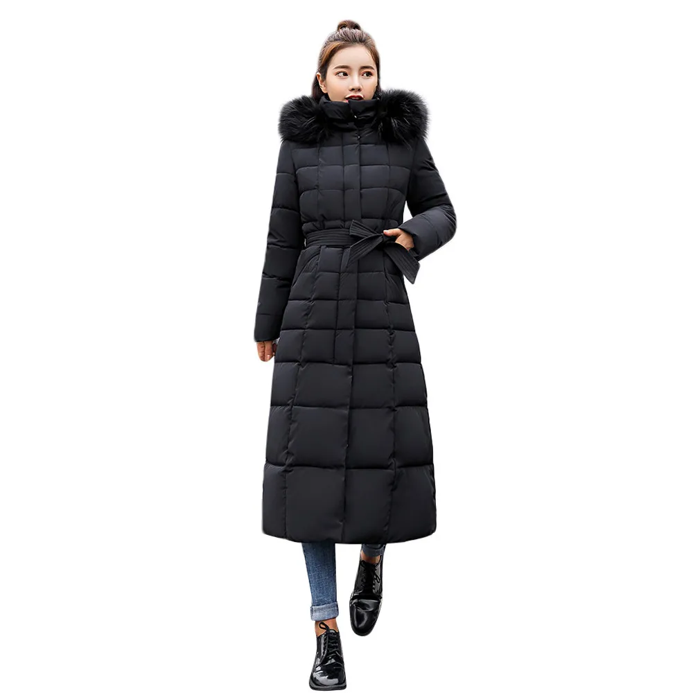 FREE OSTRICH Clothes coat Women Outerwear Fur Hooded Coat Long Cotton-padded Jackets Pocket Coats and Jacket women coat Winter