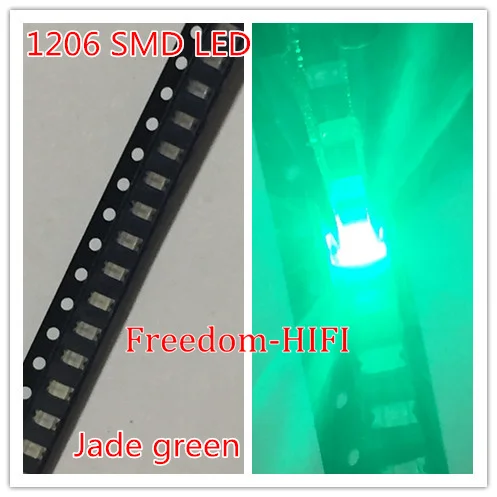 100 шт./лот супер яркое 1206 зеленое освещение SMD светодиод 3216 диоды чистый зеленый