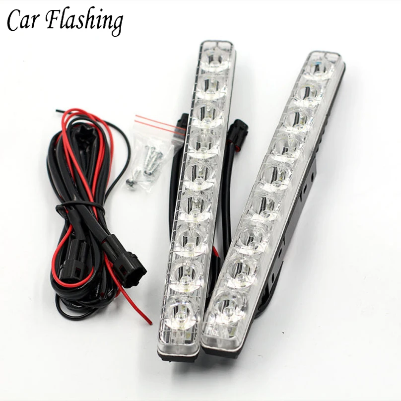 

Car Flashing 1 Pair 12v 9W LED Daytime Running Light Waterproof Universal DRL Kit Day Light Auto Driving Light External Light