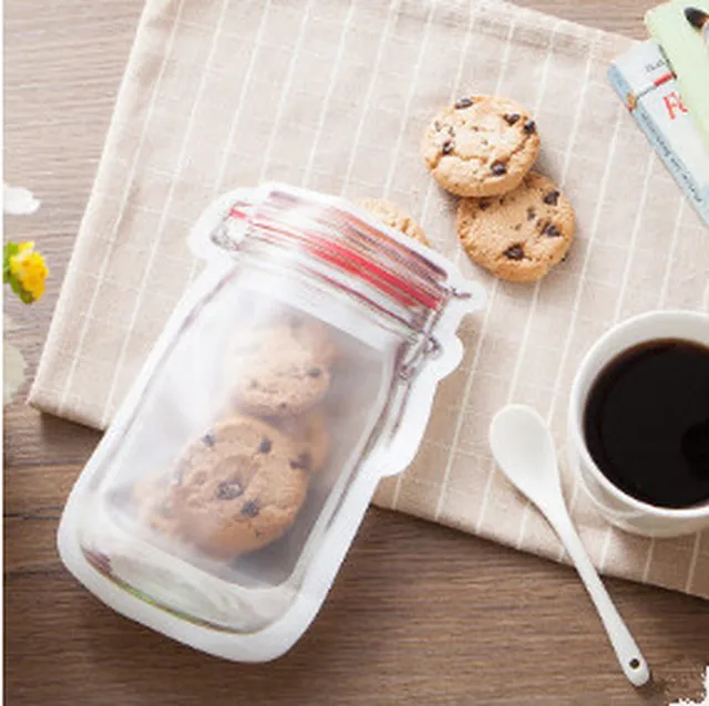 5pcs Hot mason Bottles Plastic Bags Nuts Cookies Candy Snacks Convenient Sealed PE Plastic Bag Home Decoration Storage Supplies - Image 5