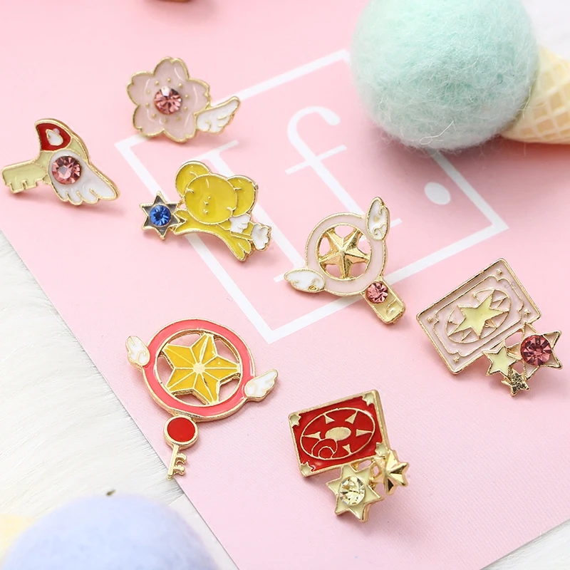 

Anime Card Captor Sakura Cosplay Star Wand Key Enamel Badge Pin Metal Brooch