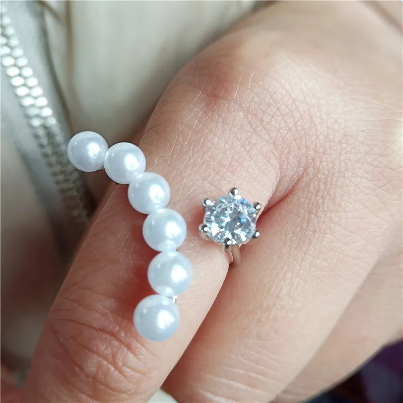 

Big Fashion Rings For Women Personality Statement Simulated Pearl Open Ring Adjustable Jewelry Party Bijoux Elegant Gifts