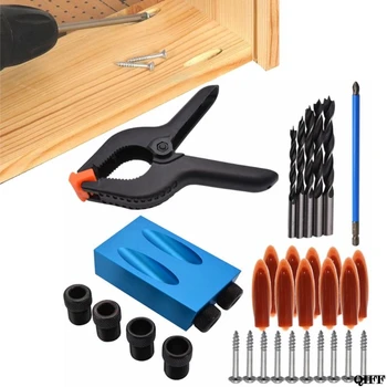 

Drop Ship&Wholesale 34pcs/set Woodworking Clamp Pocket Hole Jig Kit 6-10mm Magnetic Screwdriver Drill Bit APR29