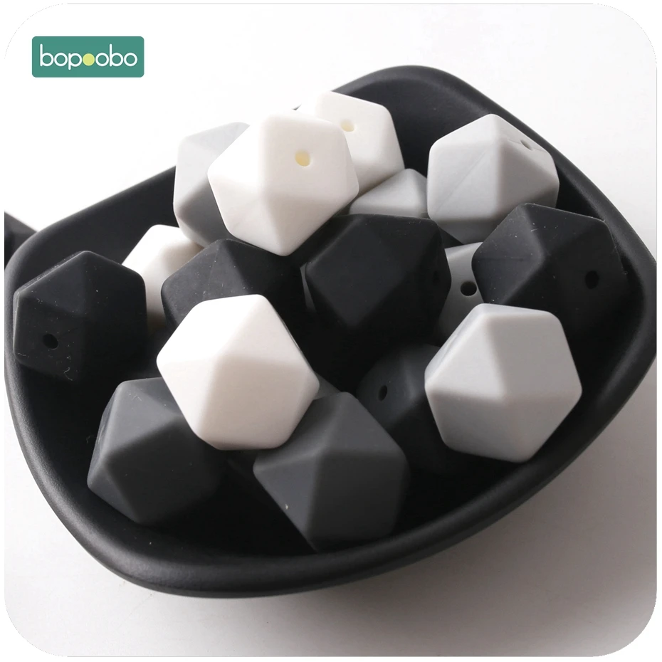 Bopoobo 50pc Silicone Hexagon Beads Baby Teething Beads Silicone Rodent Baby Nursing Accessories Silicone Teething Beads