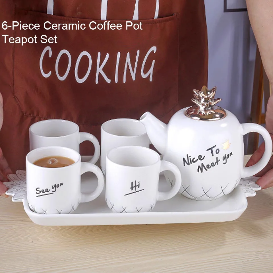 BORREY 6 шт. набор керамических чайников Европейский кофейная чашка набор кофейников с поддоном кофе молочный цветочный чайный горшок фарфоровая кофейная кружка набор