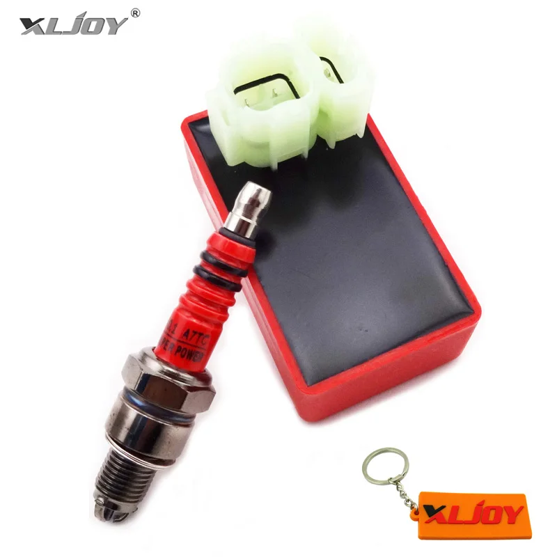 

XLJOY Red 6 Pin AC CDI + 3 Electrode A7TC Spark Plug For GY6 50cc 125cc 150cc Moped Scooter Motorized Bike Bicycle Parts