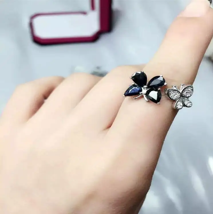 Natural star sapphire ring Origin real blue 925 sterling silver Free shipping Handworked jewelry 4*6mm | Украшения и аксессуары