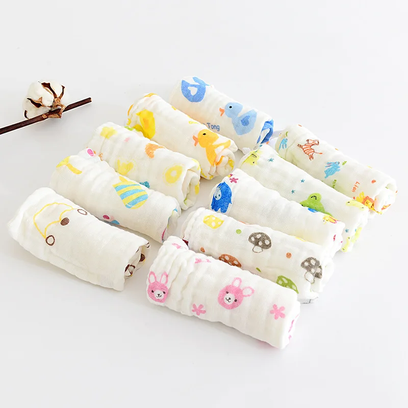 1 шт., симпатичный носовой платок для малышей с квадратным принтом, Слюнявчик с мультяшным рисунком, полотенце 30x30 см, муслиновое хлопковое