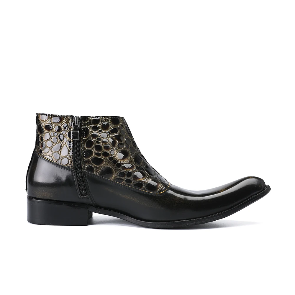 Christia Bella/мужские ботинки из натуральной кожи с острым носком в британском стиле; Зимние ботильоны; модные ковбойские Полусапоги; Мужская итальянская обувь