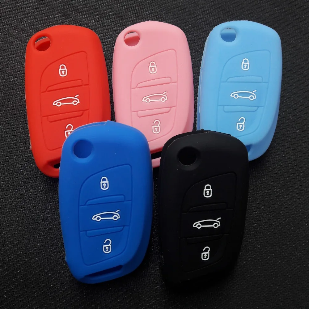 

3 Buttons Flip Floding Remote Key Fob Funda Silicon Llave For Citroen C2 C4 C5 C6 C8 Keyless Car Cover Case