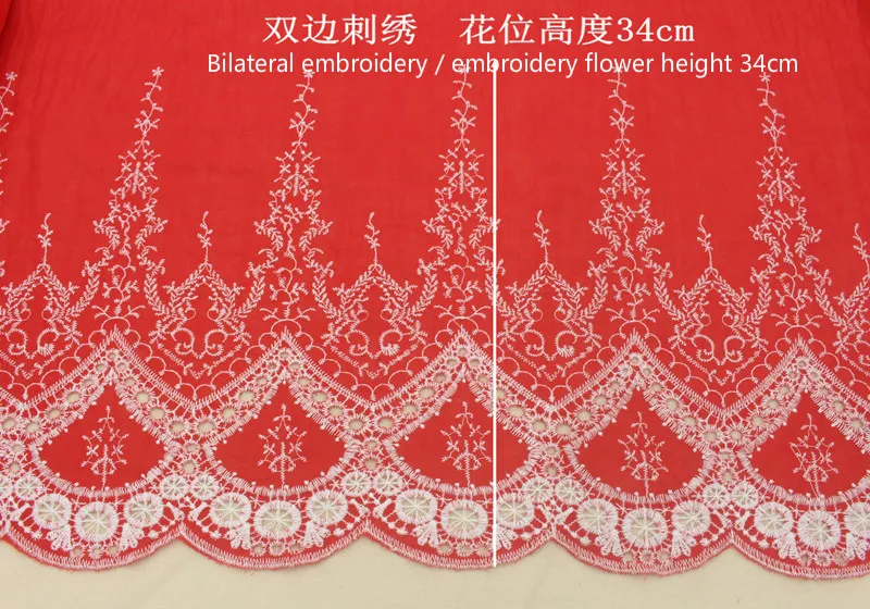 Cotton Cloth Lace Fabric Positioning Bilateral Embroidery 138CM DIY Fabric Baby Clothes Skirt Home Textile Accessories