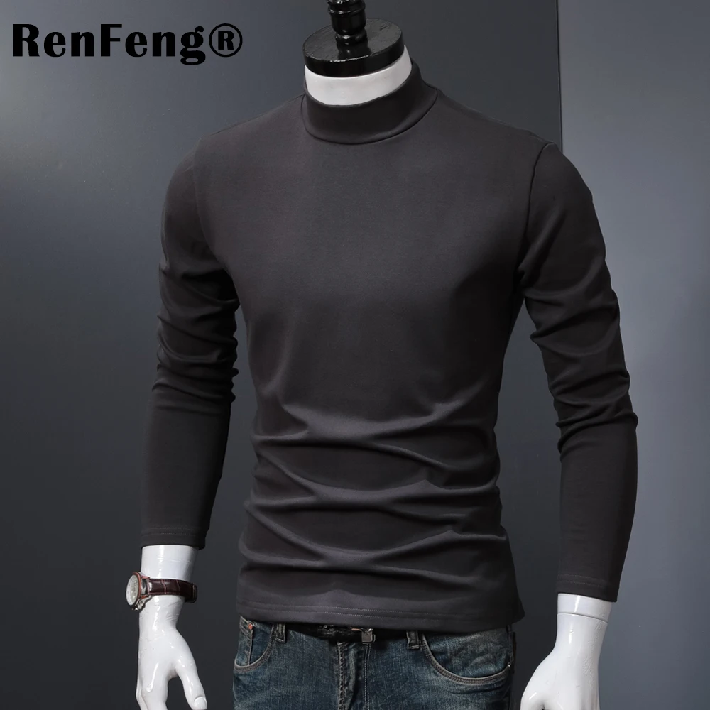 2018 New Fashion Brand Men Clothes Solid Long Sleeve Slim Fit T Shirt Men 95% Lycra Cotton T-Shirt Turtle neck Casual T Shirts (11)