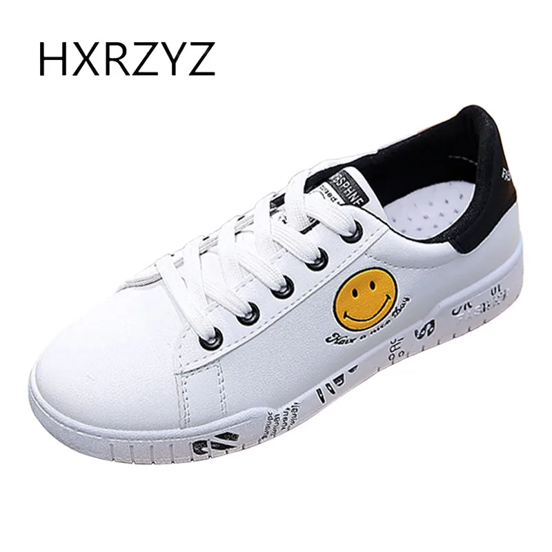 HXRZYZ women leather small white shoes cute canvas flat sneakers spring