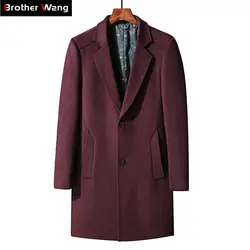 2019 зимнее Новое мужское плотное шерстяное пальто, деловая мода, повседневное длинное теплое пальто, куртка, Мужская брендовая одежда