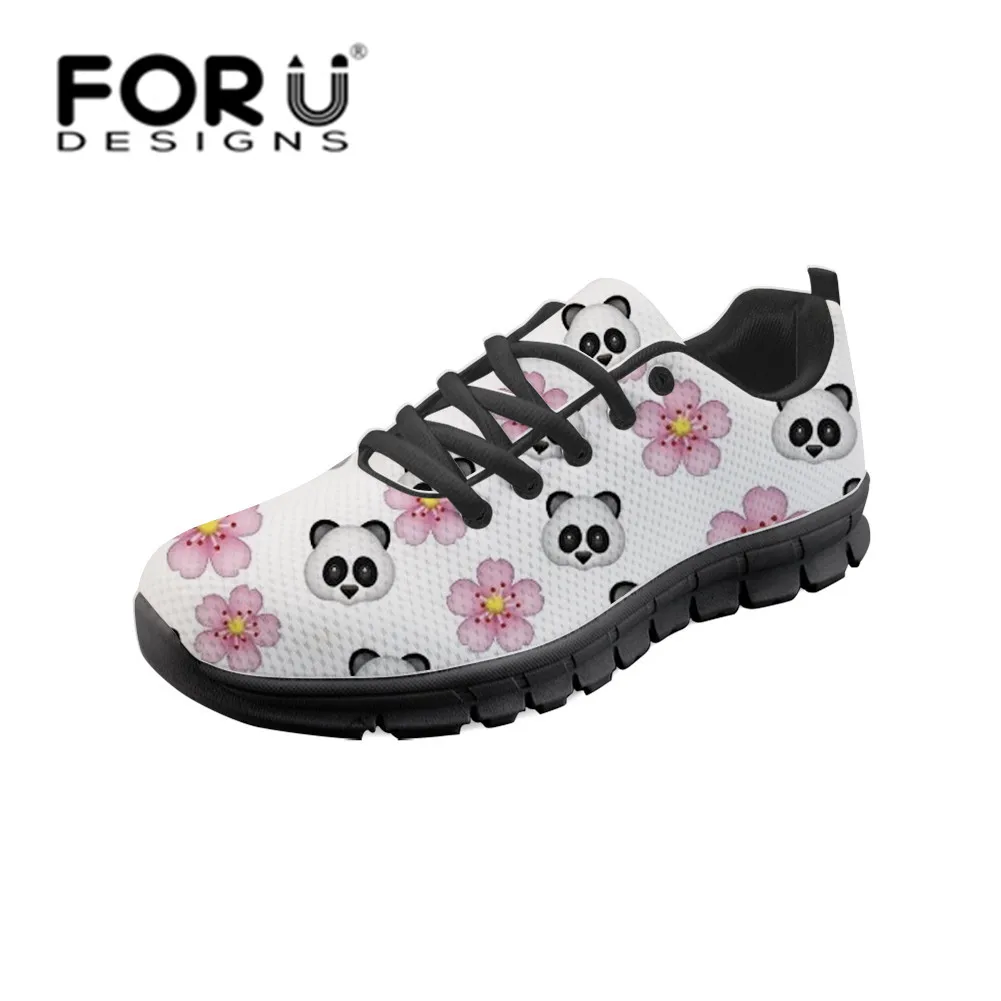

FORUDESIGNS Lace Up Vulcanized Shoes Funny Panda Emoji Print Female Breathable Platform Footwear Zapatos Vulcanizados Femeninos
