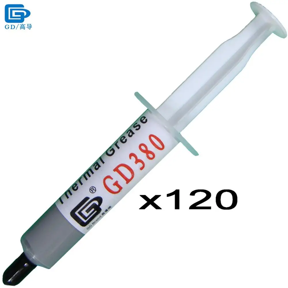

GD380 Thermal Conductive Grease Paste Silicone Plaster Heat Sink Compound 120 Pieces Net Weight 7 Grams Gray Syringe Packing SY7