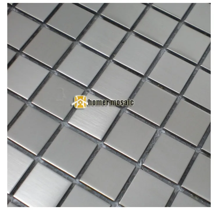 Серый цвет металла мозаика матовый готовой нержавеющей стали плитки для гостиной мозаика кухня бортиком, металлическая мозаика