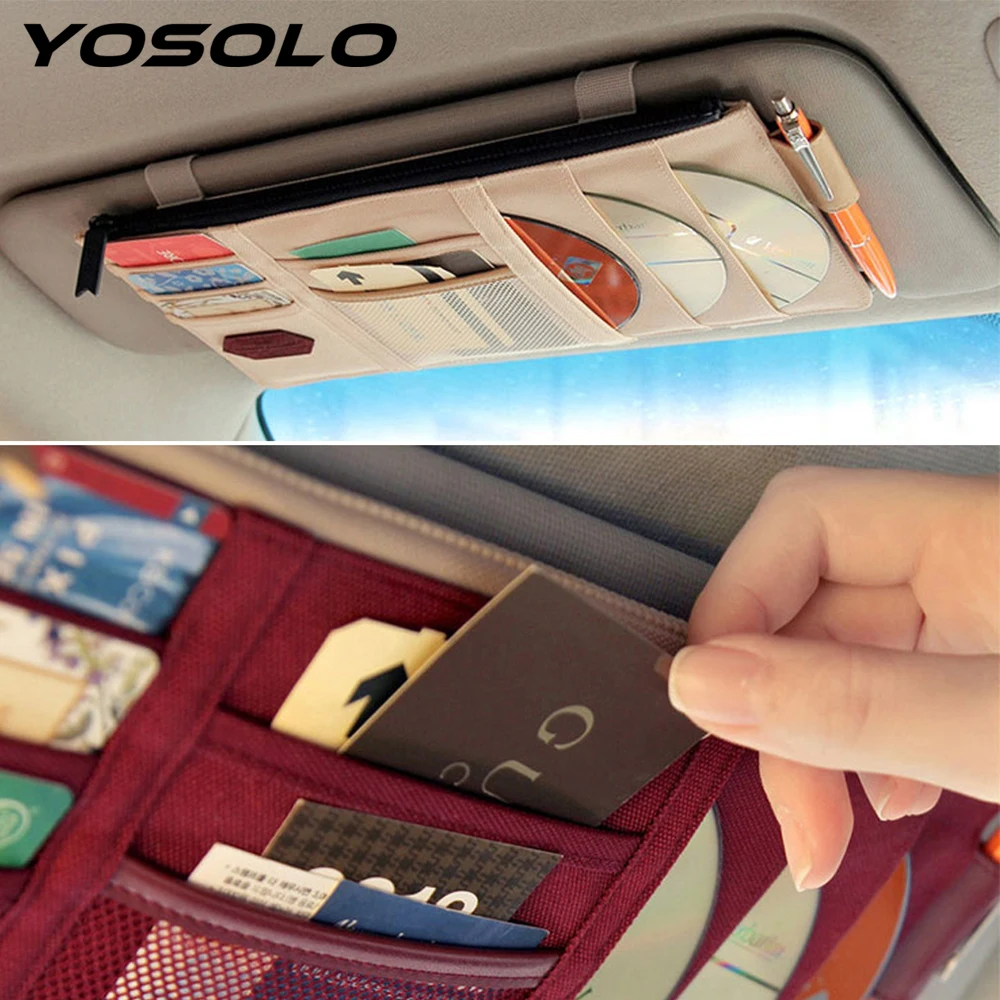 YOSOLO Car Sun Visor storage Pouch Multi Function Sunshade Cover Leather Auto Stowing Tidying Car-styling Interior Accessories YOSOLO Car Sun Visor storage Pouch Multi Function Sunshade Cover Leather Auto Stowing Tidying Car-styling Interior Accessories