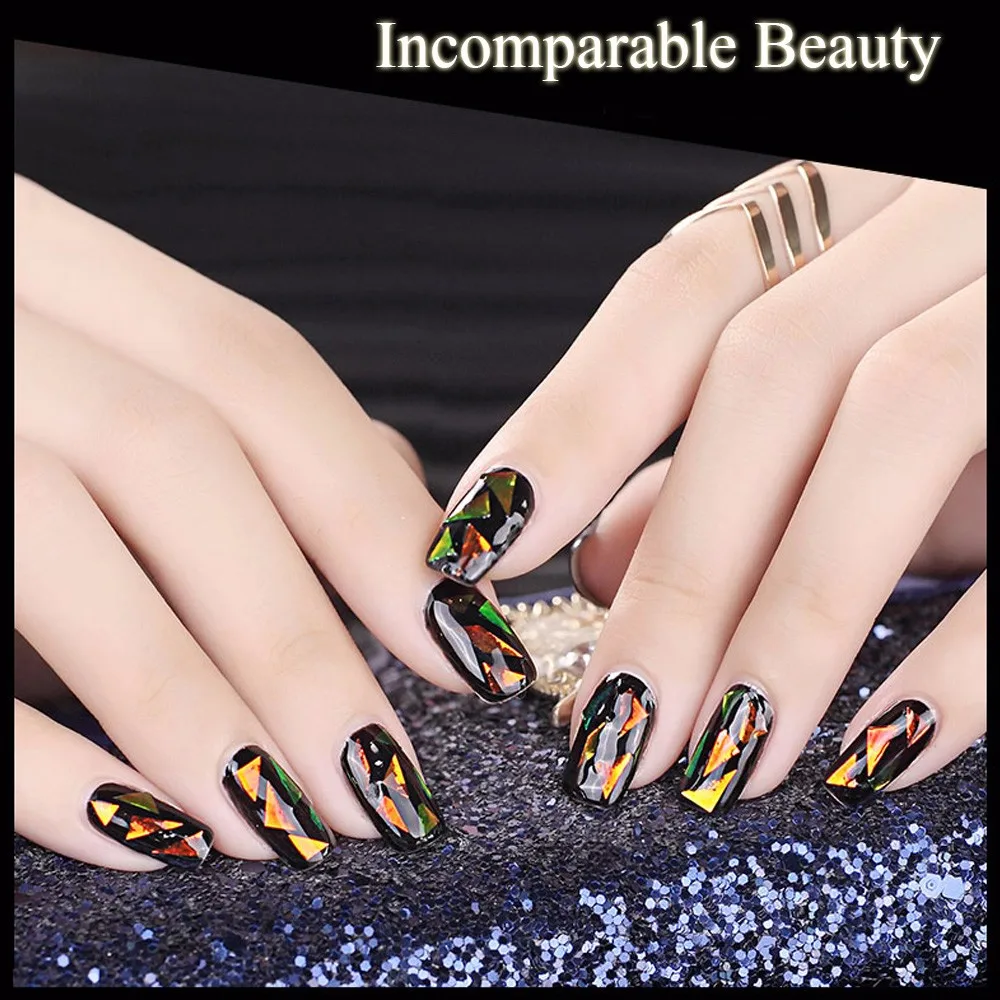 6 Pack Nail Sticker Broken Glass Water Decals Mirror Effect For