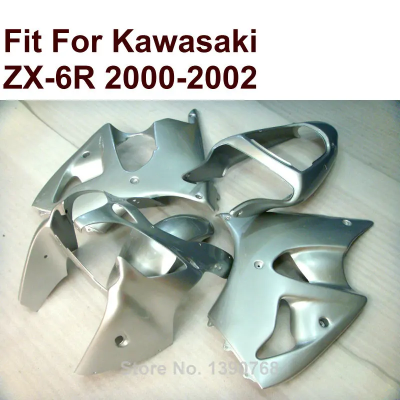 

Hot sale fairings for Kawasaki ZX6R silver 2000 2001 2002 Ninja ZX 6R 636 00 01 02 fairing kit free custom XF64