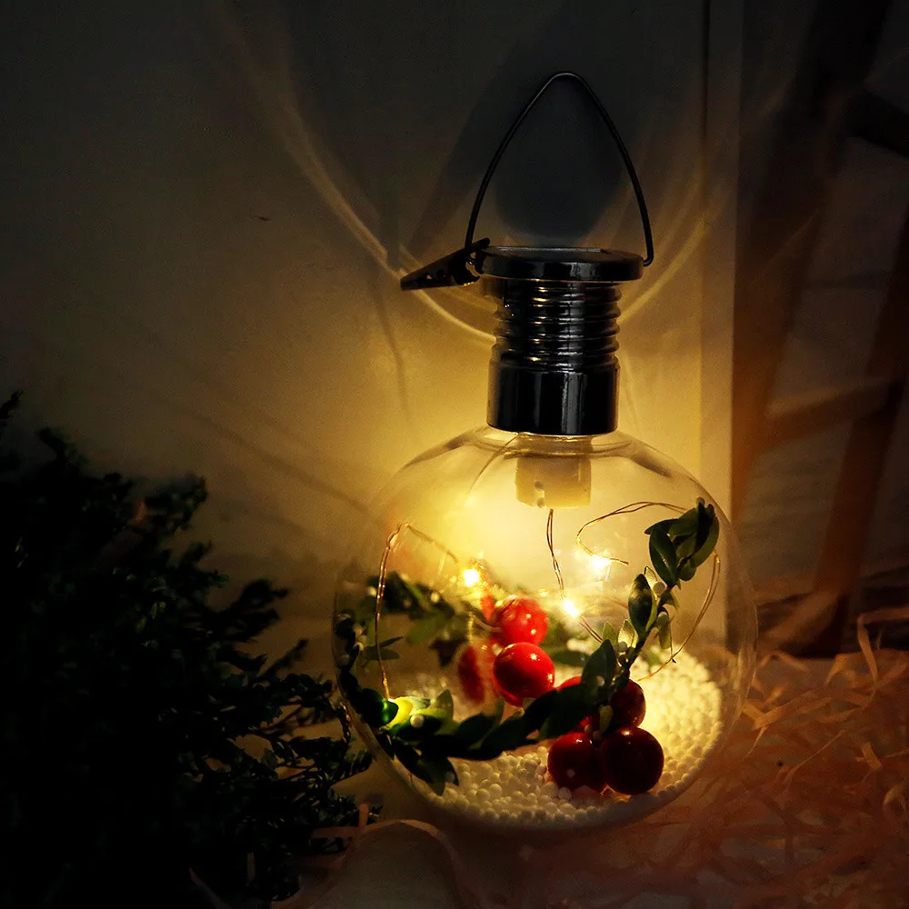 Solar Powered Christmas Copper Wire Suspension Bottle Decoration Light Outdoor Sun Copper Wire Spherical Bulb Suspension Lamp