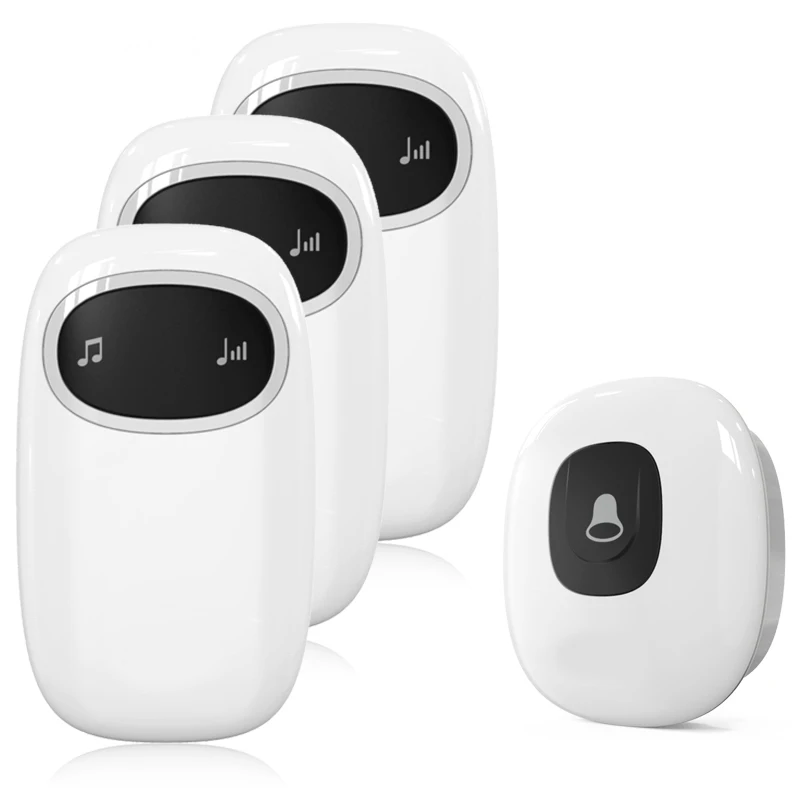 

JEX self powered Wireless Doorbell no battery Waterproof Security Doorbell smart Door Bell chime 1 Transmitter 3 Receiver