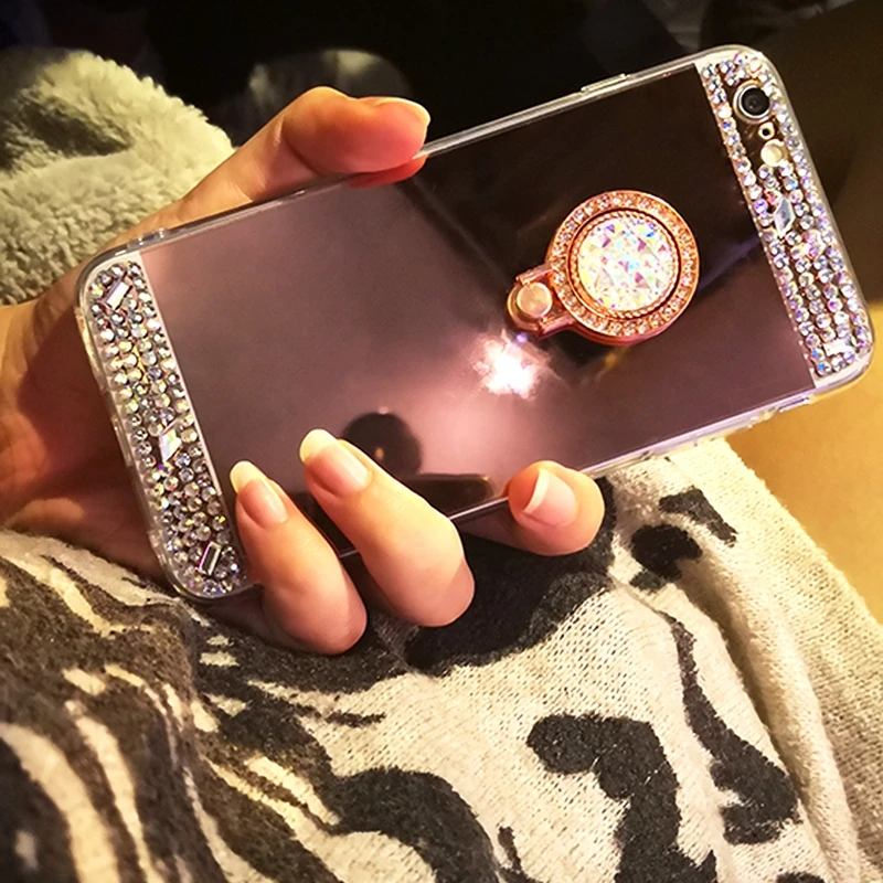 Mirror Case For XiaoMi RedMi 4X Cases 3D Rhinestone Ring Holder Mirror Soft TPU Case For XiaoMi XioMi Redmi Note 4X 3 4 X Cover (6)